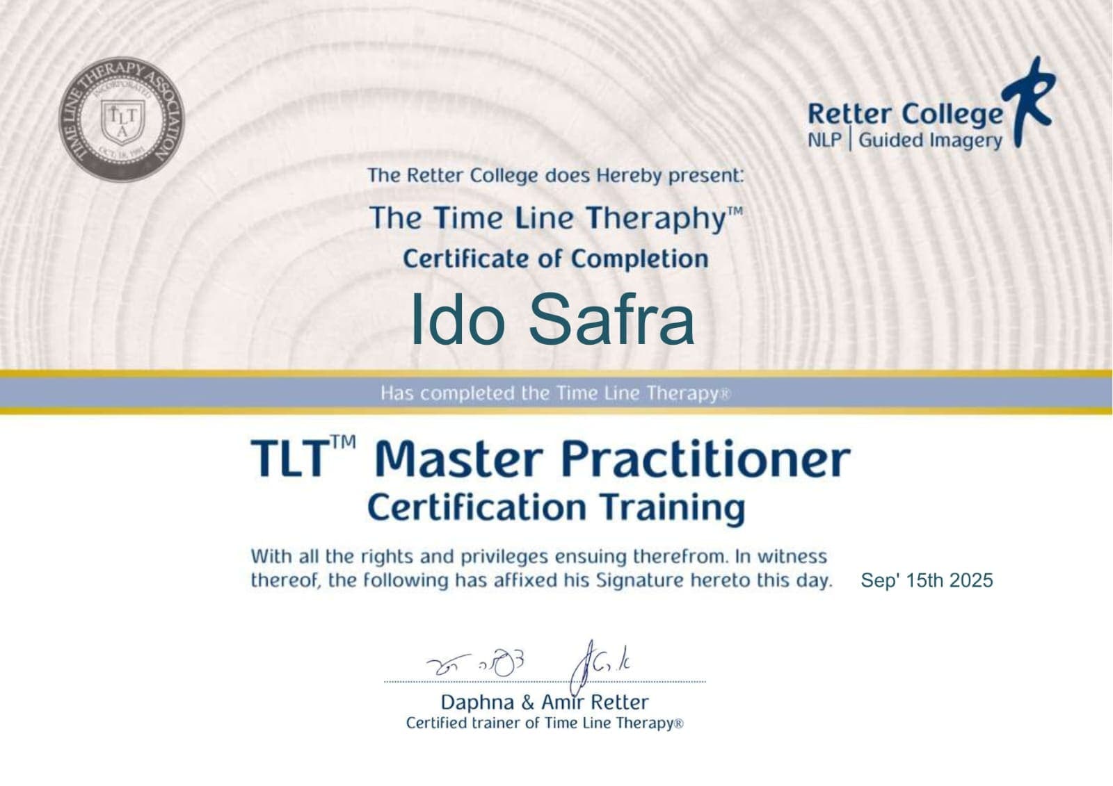 תעודה — TLT Master Practitioner